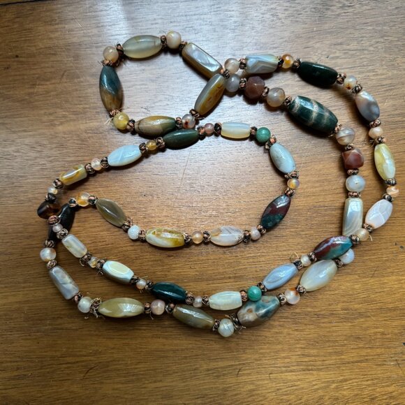 Vintage Holistic Semi Precious Stones Blood Jade, Carnelian, Agate Necklace. - Picture 4 of 5